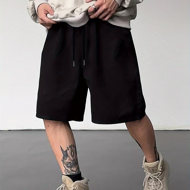 TEMU Men' Color Shorts In Single Pc, Stylish Pocket Drawstring Sports Casual Shorts For Men