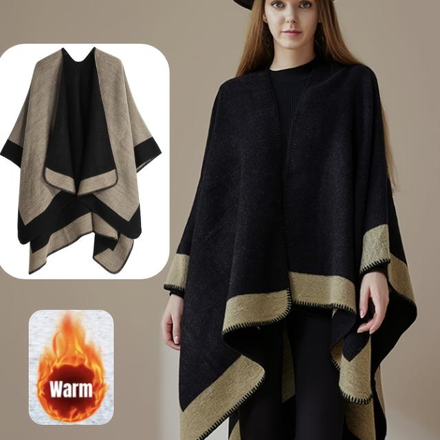 TEMU Plus Size, Autumn/winter Reversible High-quality Thickened Windproof Warm Cape Shawl Sleeveless Coat