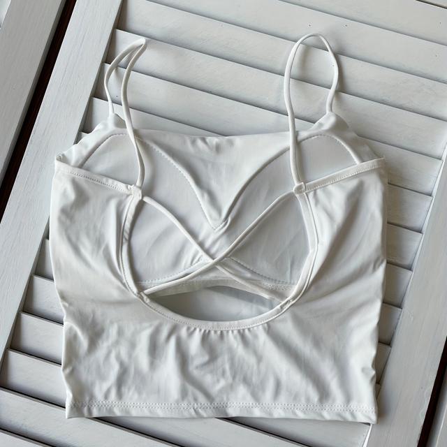 TEMU Camisola de fibra de hielo con diseño de espalda cruzada calada y sin espalda, superior , chaleco pequeño, top corto de capa interior