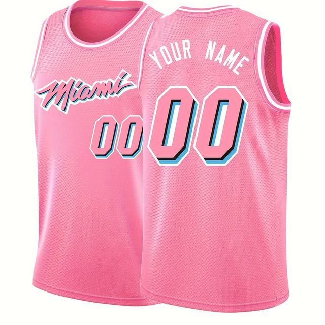 TEMU 1pc Customizable Men's Basketball Jersey - Embroidered Polyester Sports Top With Personalized Name & Number, Crew Neck, Loose Fit For Casual & Athletic Wear, Sizes S-3xl, Outdoor, Sports