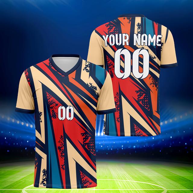 TEMU Custom , Comfortable And Fitted V-neck World Cup Soccer Apparel, Personalized For Summer Parties And Outdoor Leisure.