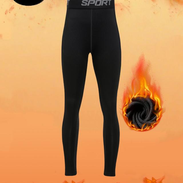 TEMU 1pc, Boys' Warm -lined Tights, Autumn/winter Base Layer Compression High-stretch Soft Comfortable Skin-friendly Pants, Suitable For Skiing, Cycling, Fitness, And Outdoor