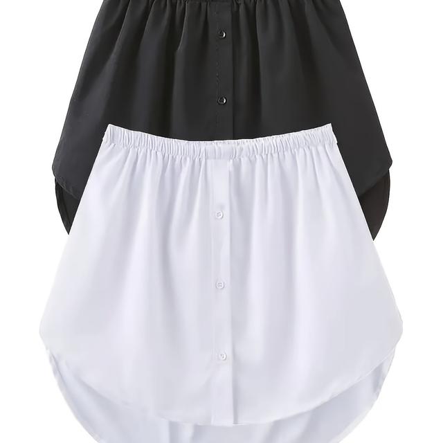 TEMU Conjunto de Dos Piezas de Faldas de Talla Grande con Cintura Elástica, Falda Casual con Dobladillo Curvado, Ropa de Talla Grande para Mujer