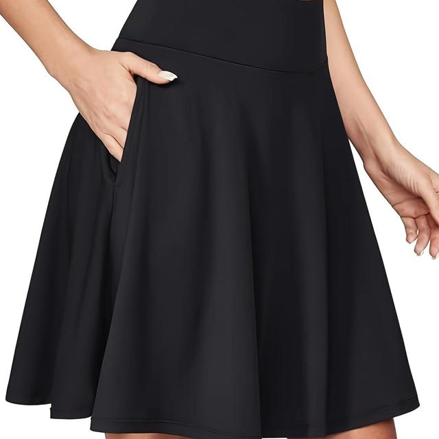 TEMU Dam Tennis Kjol med Shorts, Knälång, Högmidjad Casual Skort, Fickor, Golfkjol med Shorts, Dam Skort, Tennis, Golf Sportkjol