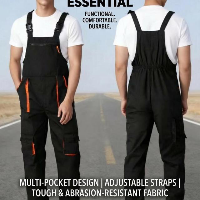 TEMU Men's Comfy Durable Work Overalls With Multi Pockets, Casual Jumpsuit For Outdoor Working