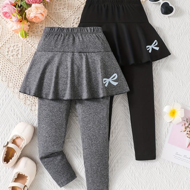 TEMU Conjunto de vestido y leggings con estampado de mariposas de princesa, elegante y casual para niña, 2 piezas, ideal para y otoño, para usar al