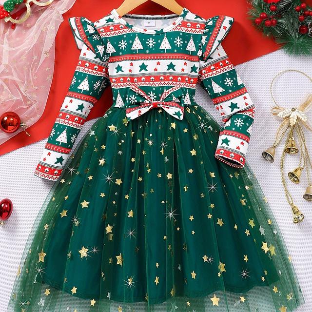 TEMU Langärmliges, rundhalsiges Mesh-Freizeitkleid für Herbst und Winter (Weihnachten)