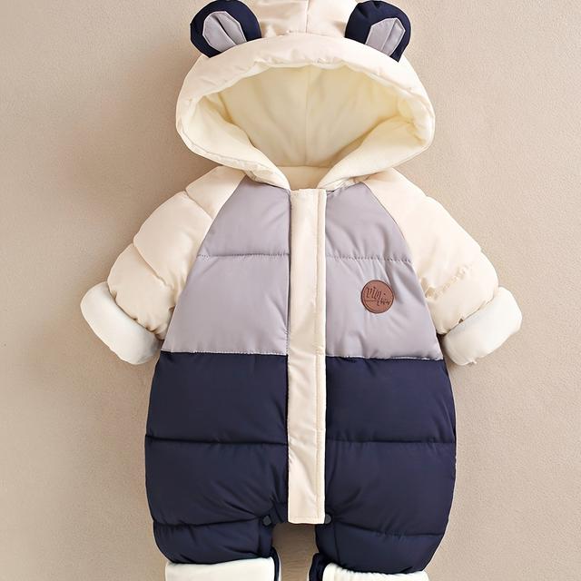 TEMU Kinder-Dickes Fleecegefüttertes Kapuzen-Body, Winter-Snowsuit für Babys Neugeborene, Outdoor-Kriechkleidung – geeignet
