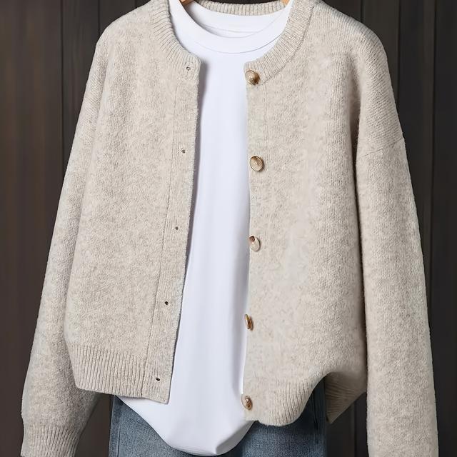 TEMU 여성 가을/겨울 가디건, 우아하고 다재다능한 시즌 스타일, 루즈핏으로 편안한 스웨터
