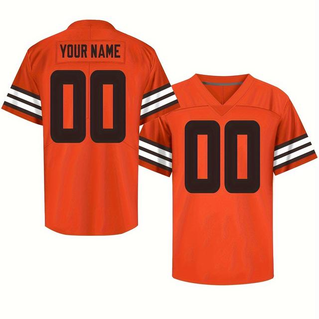 TEMU Customize And Number For Men's Football Jersey, Fashionable And Breathable Sports Top, Rugby Jersey
