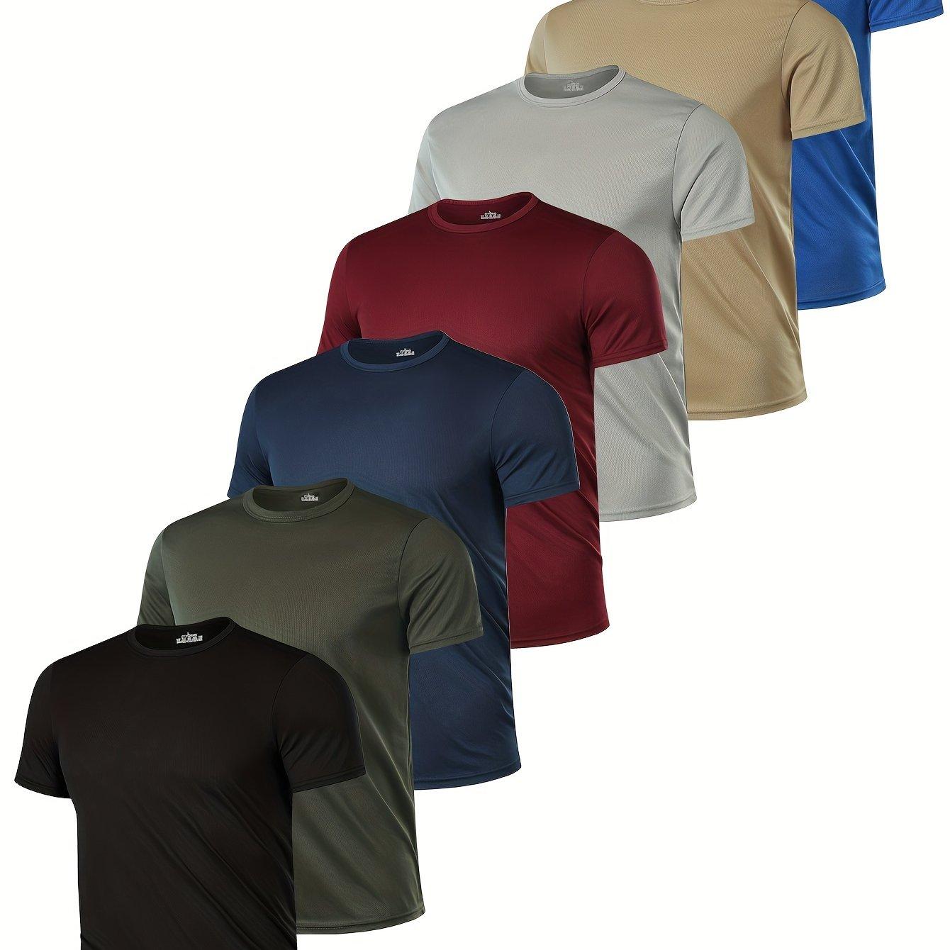 TEMU 7pcs Men's Sports Shirt Short Sleeve Sports Blazer Quick Drying Round Neck T-shirt