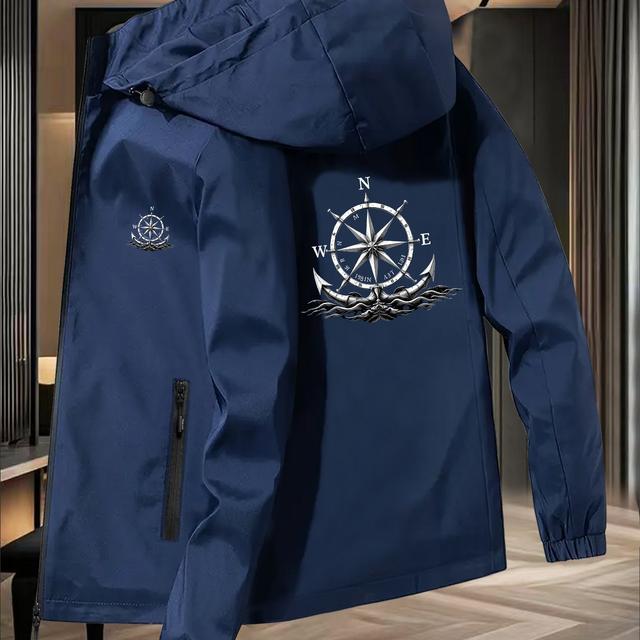 TEMU Chaqueta Ligera Impermeable para Hombre con Capucha y Cierre de Cremallera, Diseño de , Capucha Ajustable con Cordón y Puños Elásticos, Casual y con Capucha