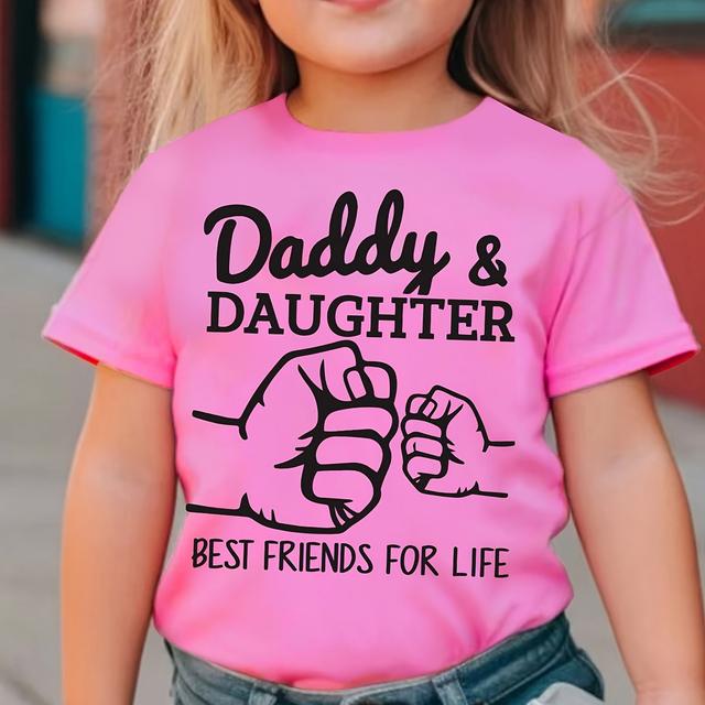 TEMU & Fists Graphic Print Tee, Girls Comfy & Trendy T-shirt For , Girls Clothes For Outdoors