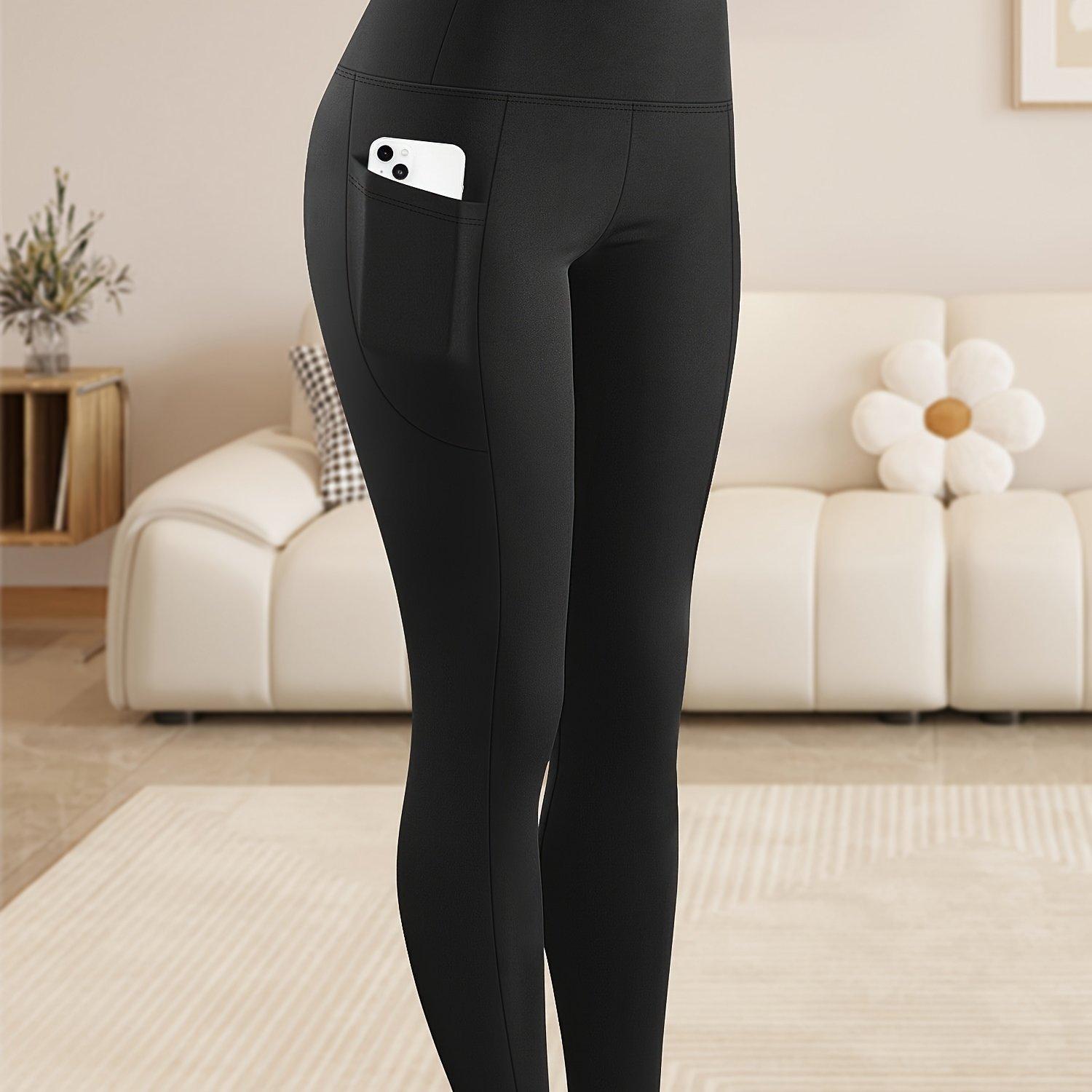 TEMU Plus Size - Plus Size - Plus Size Crescent Pocket 9inx Body Shaper Pants (low-cost Drainage) - Tummy Control Leggings With Pocket, High Waist Pants For Women, Fitness