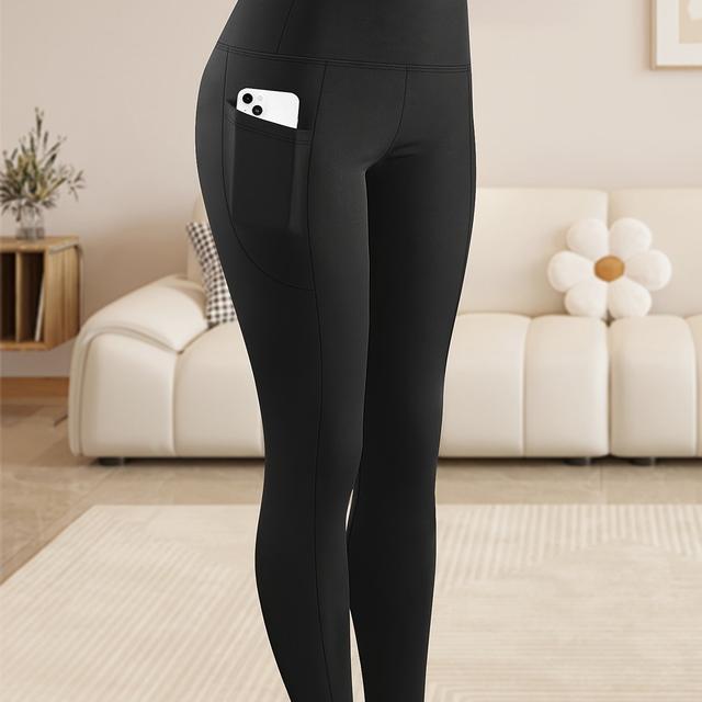 TEMU Plus Size - Plus Size - Plus Size Crescent Pocket 9inx Body Shaper Pants (low-cost Drainage) - Tummy Control Leggings With Pocket, High Waist Pants For Women, Fitness