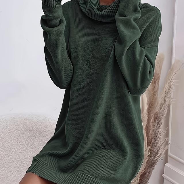 TEMU Vika Style Rollkragenpullover, Herbst/Winter Pullover in lockerer Passform, einfarbiges Design für Zuhause, Freizeit Pendeln