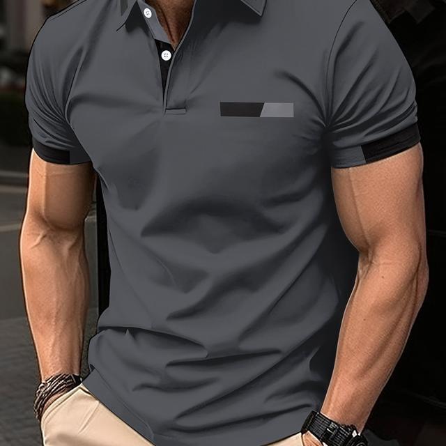 TEMU Camisa de Manga Corta para Hombre, Estilo Delgado Adecuado para Verano, con Estampado en el Pecho y Cuello con Botones