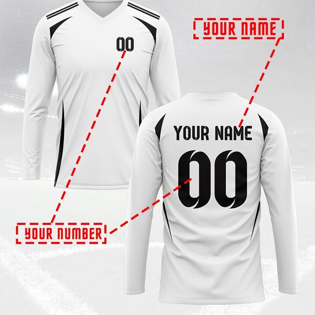 TEMU 2024 Personalize Your Own Jersey, A Long-sleeved V-neck Football Top For Men's Sports Teams, Featuring And Number Printed On The Front And Back, Perfect For Casual Gatherings And Comfortable Wear