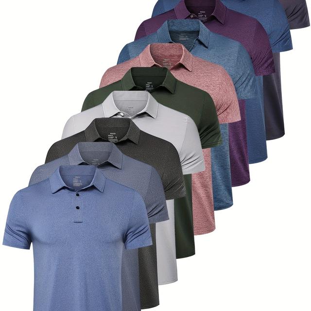 TEMU Hoplynn 10 Pack Mens Shirts Quick Dry Short Sleeve Golf T Shirt Performance Moisture Wicking Casual Workout