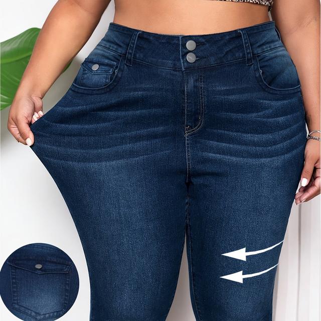 TEMU Jeans Femme Grande Taille 2025, Haute Élasticité, Coupe Droite Vintage Décontractée, Pantalon Long, Taille Mi-Haute Élastique pour , les Domicile-Travail et la Polyvalence