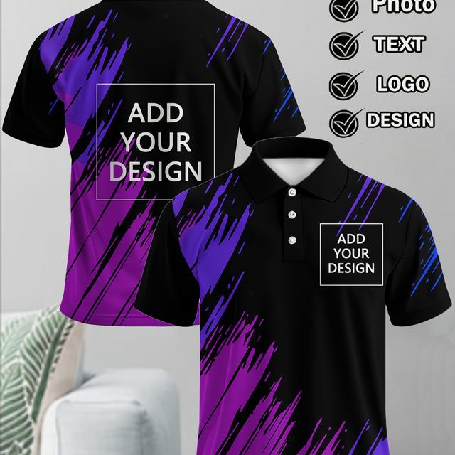 TEMU Plus Size Men's Shirt - Custom Logo/text/image, Heat Transfer Printing, Summer Casual Fashion, Turn- Collar Short Sleeve, Suitable For Outdoor Sports, Gift For Family/ , Plus Size