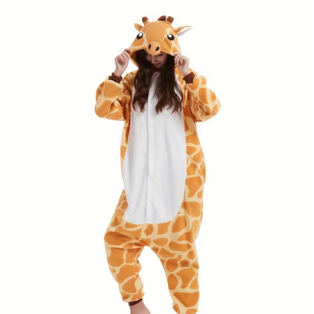 TEMU Cartoon Onesie, Animal Giraffe Onesie, Halloween Costume, Christmas Party Outfit, Character Role-play Loungewear.