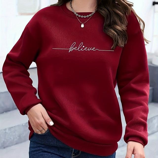 TEMU Women's Casual Round-neck Sweatshirt With Letter Print