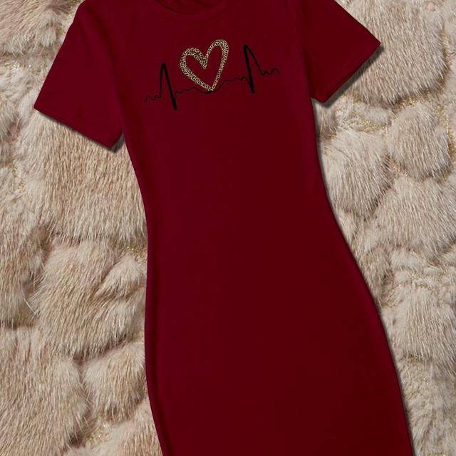 TEMU Casual Elegant Short Sleeve Women's Bodycon Dress, One-piece Women's Dress, Elegant , Women's Dress