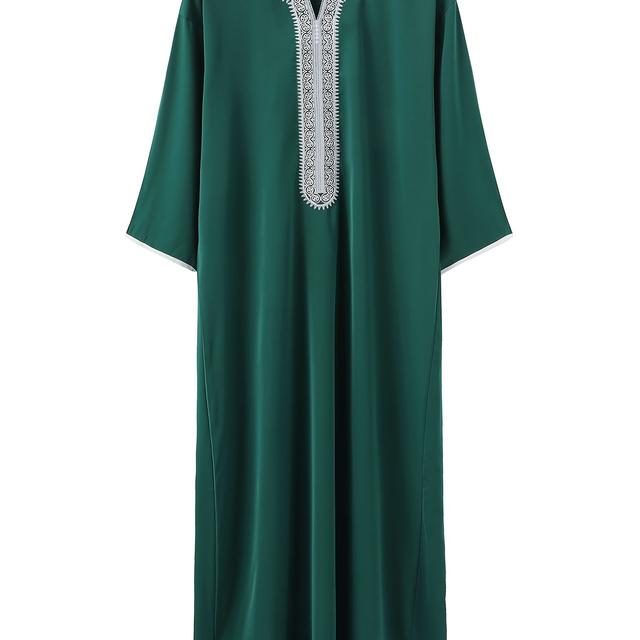 TEMU Robe Musulmane Homme à Manches Longues Rouge 2024 - Style Moyen- Arabe