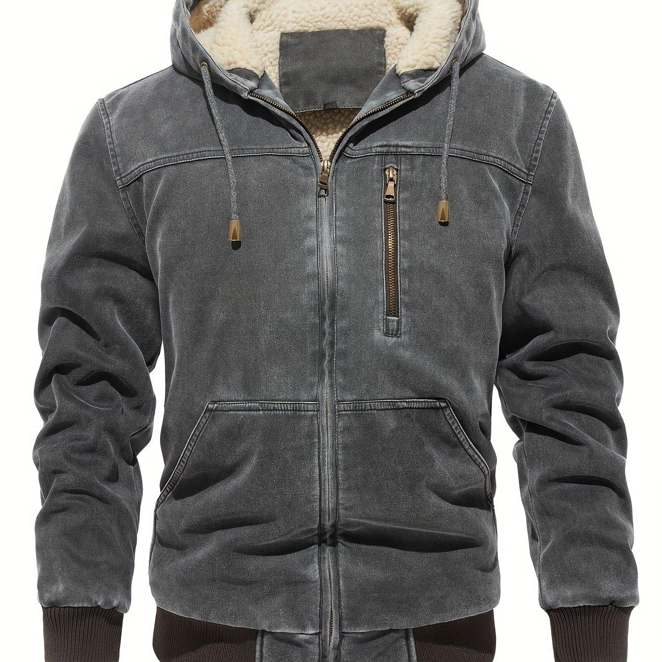 TEMU Men's Vintage Faded Coat For Autumn And Winter, Basic Version