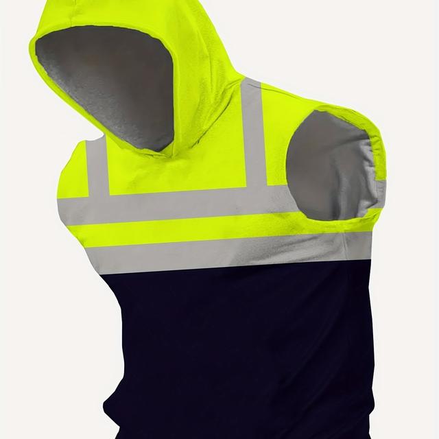 TEMU Plus Size Sleeveless Hooded Vest, , For Men