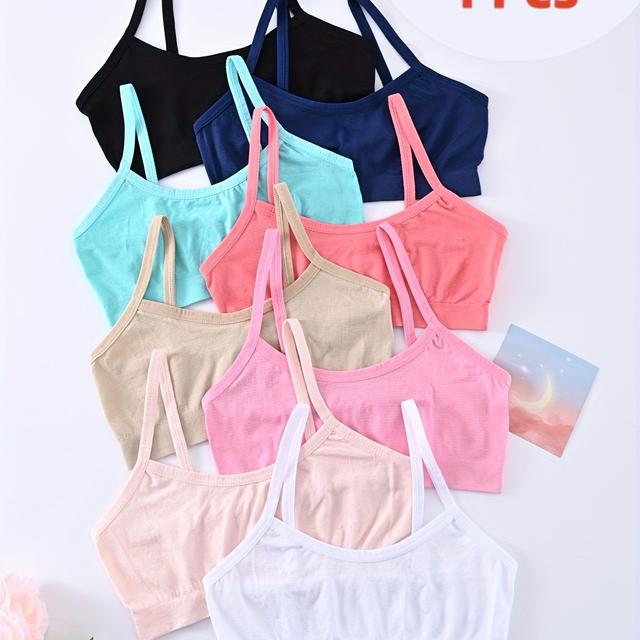 TEMU 1 peça Sutiã Casual Confortável e Respirável de Uma para Meninas, Top Básico e Aleatório, 7 Anos