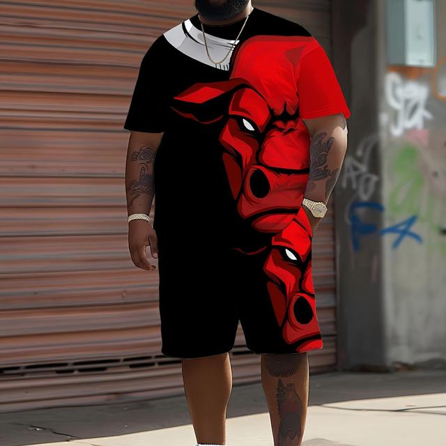 TEMU Conjunto Deportivo de 2 Piezas, Camiseta con de para Hombre & Shorts Ligeramente Elásticos y Transpirables para Exteriores