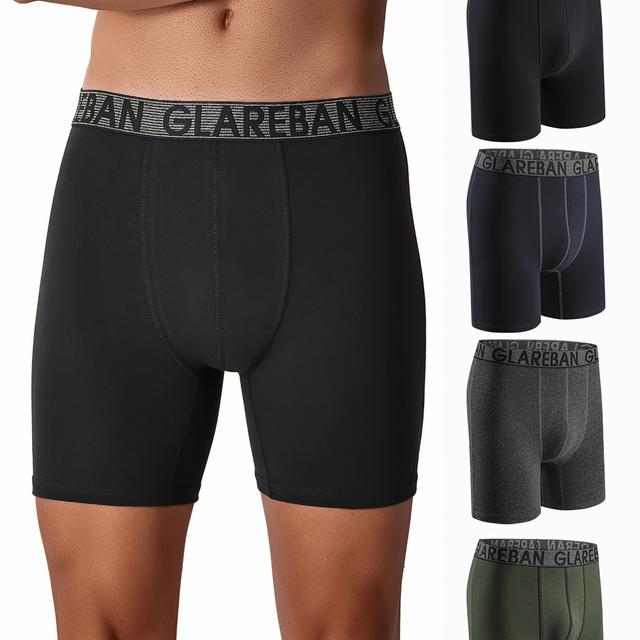 TEMU 4pcs Mid-long Cotton Boxer Shorts Men Underwear Male Underpants For Men Comfortable Homme Boxershorts Slips Briefs Panties