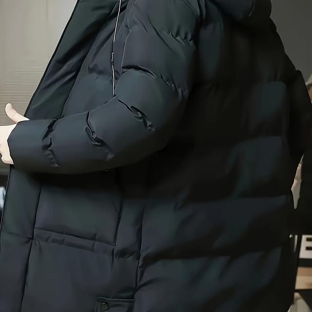 TEMU Herren Freizeithose mit Kapuze, Polyester 100% dick warmes Oberbekleidung, einfarbig, Regular Reißverschluss, nicht dehnbares Gewebe, gewebte Struktur, große Größe