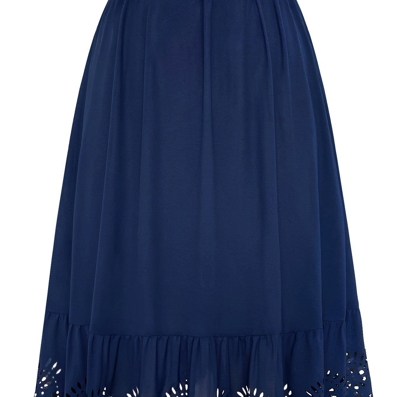 TEMU Robe grande taille pour femme, transfrontalière européenne et américaine, jupe à volants floraux ajourés avec patchwork de feuilles de lotus et ourlet parapluie