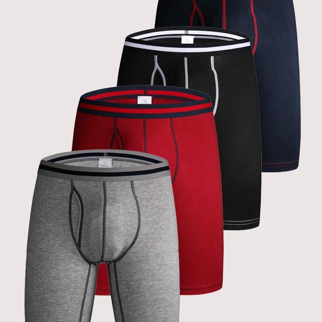 TEMU 4-pack Men's Long-length Comfortable Breathable Light Beige-friendly Open-crotch Extended Boxer Briefs