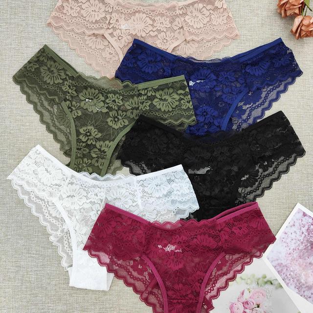 TEMU 6-Pak Damskich Przezroczystych Bikini - Półkoronkowe Majtki z Pełnym Kryciem, Bielizna do Prania Ręcznego (Wartość 6 szt.) - Jednolity do Użytku z Innymi Spodniami
