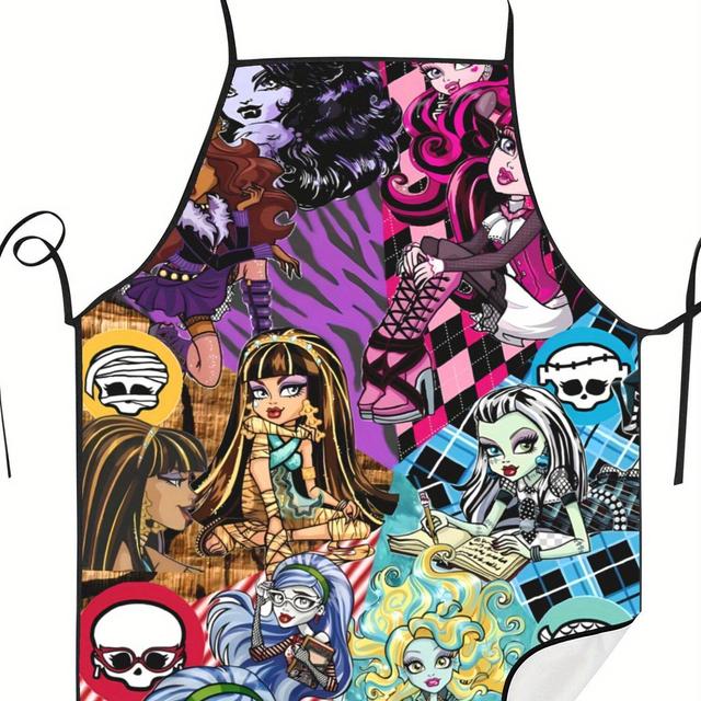 TEMU Delantal Retro de Personajes Animados BIIHUDU para Hombres y Mujeres - Diseño Colorido , Tela Duradera Fácil de Limpiar, Lavado a /Limpieza , Ropa Artística Unisex para Cocina y Repostería