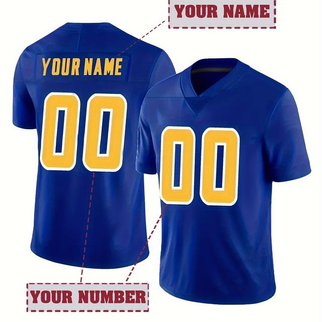 TEMU Namens- und Nummernstickerei, atmungsaktives kurzärmliges Fußballtrikot mit V-Ausschnitt für Herren, Sportshirt für das Mannschaftstraining