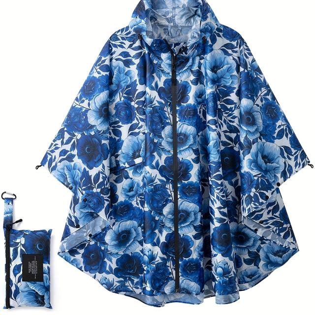 TEMU 플러스 사이즈 - 플러스 사이즈 - 후드 및 포켓이 있는 성인용 폰초 재킷