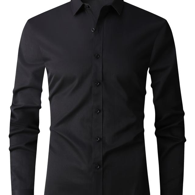 TEMU Men' Color Shirt For Spring And Autumn, Long Sleeve With High Content