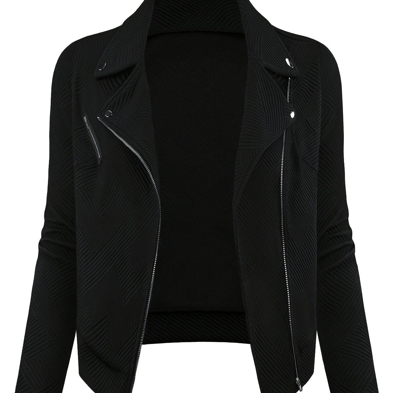 TEMU Talla Grande - Talla Grande - Chaqueta Abrida Decorativa con Cremallera y Metálica para Mujer de Moda Talla Grande