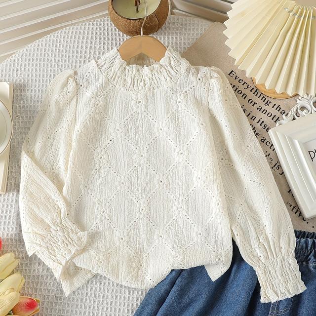 TEMU Girls' Autumn Base Layer Top, New Stylish Long-sleeve T-shirt For Kids, Half-turtleneck Lace Inner Top For Toddler And Young Girls