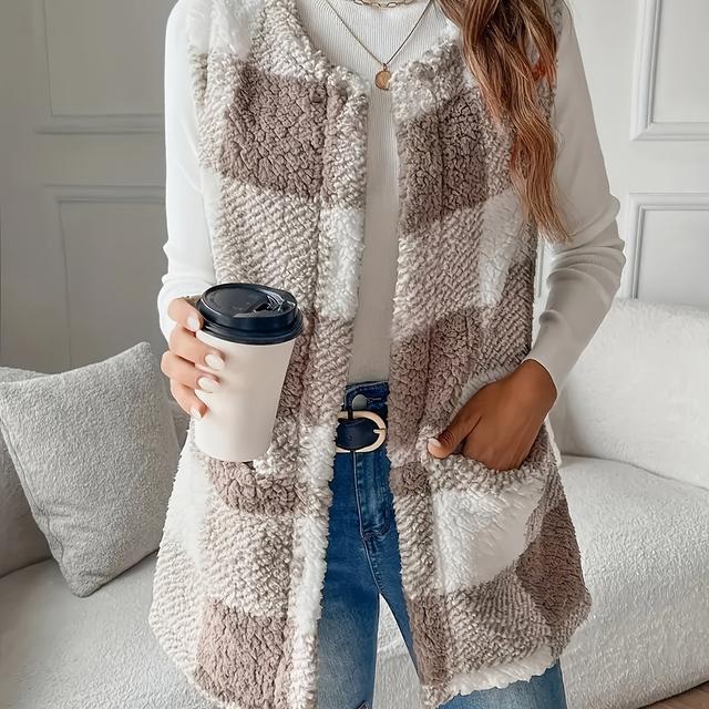 TEMU Autumn And Winter Women's Fashion Casual Furry Vest Coat