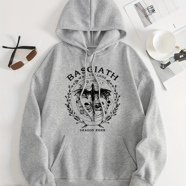 TEMU Dinosaur Hoodie, Casual Hooded Sweatshirt For Women, Polyester 100% Knit Fabric, Fall/winter Season, 220g/㎡ Weight, Hooded Collar Style