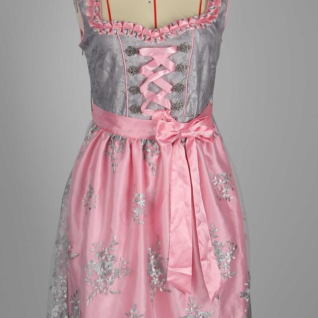 TEMU Traditionelles Deutsches Oktoberfest-Damen-Dirndl Silberne Rose Bajuwarenkleid ohne Futter