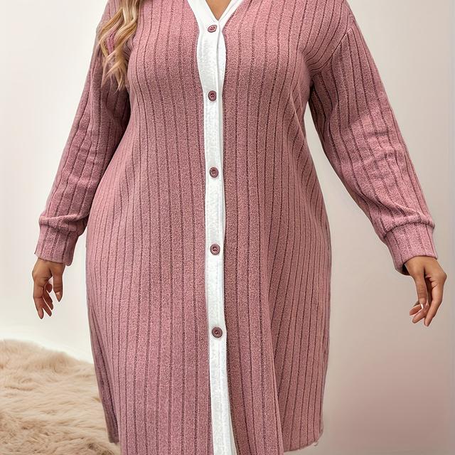 TEMU Plus Size, New Autumn-winter Long Sleeve Button-up Casual Plus Size Women's Coat