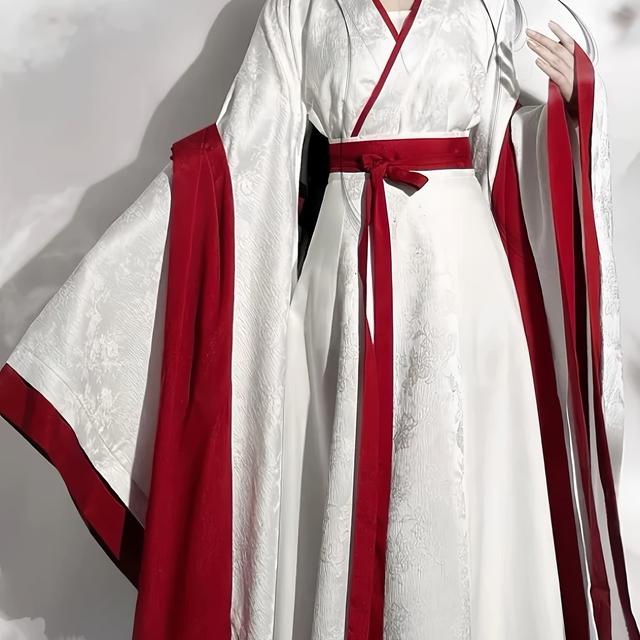 TEMU 2024 New Improved Hanfu Ancient Dress Skirt Women's Wei Jin Style States Robe Ancient Dress Ruqun (top Skirt Suspender Red Sash)