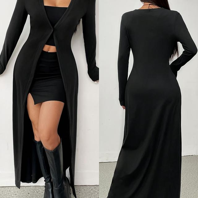 TEMU Un abrigo de mujer, un cárdigan largo con un diseño fácil y elegante, pero elegante